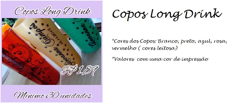 Copos Long Drinks Personalizados